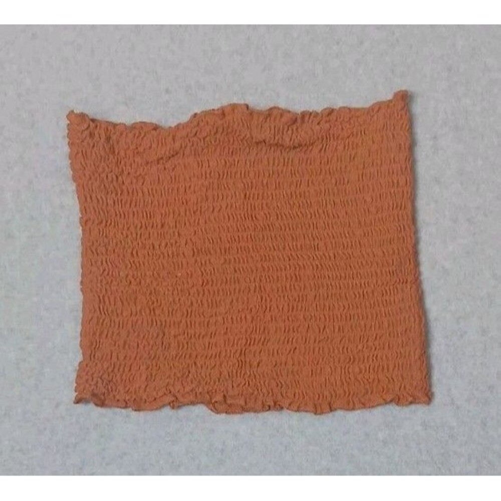 Zenana Smocked Crinkle Tube Top Size S Burnt Orange Y2k Festival Gypsy Hippie